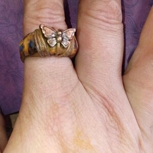 Butterfly Ring Made From Old Oak Wood